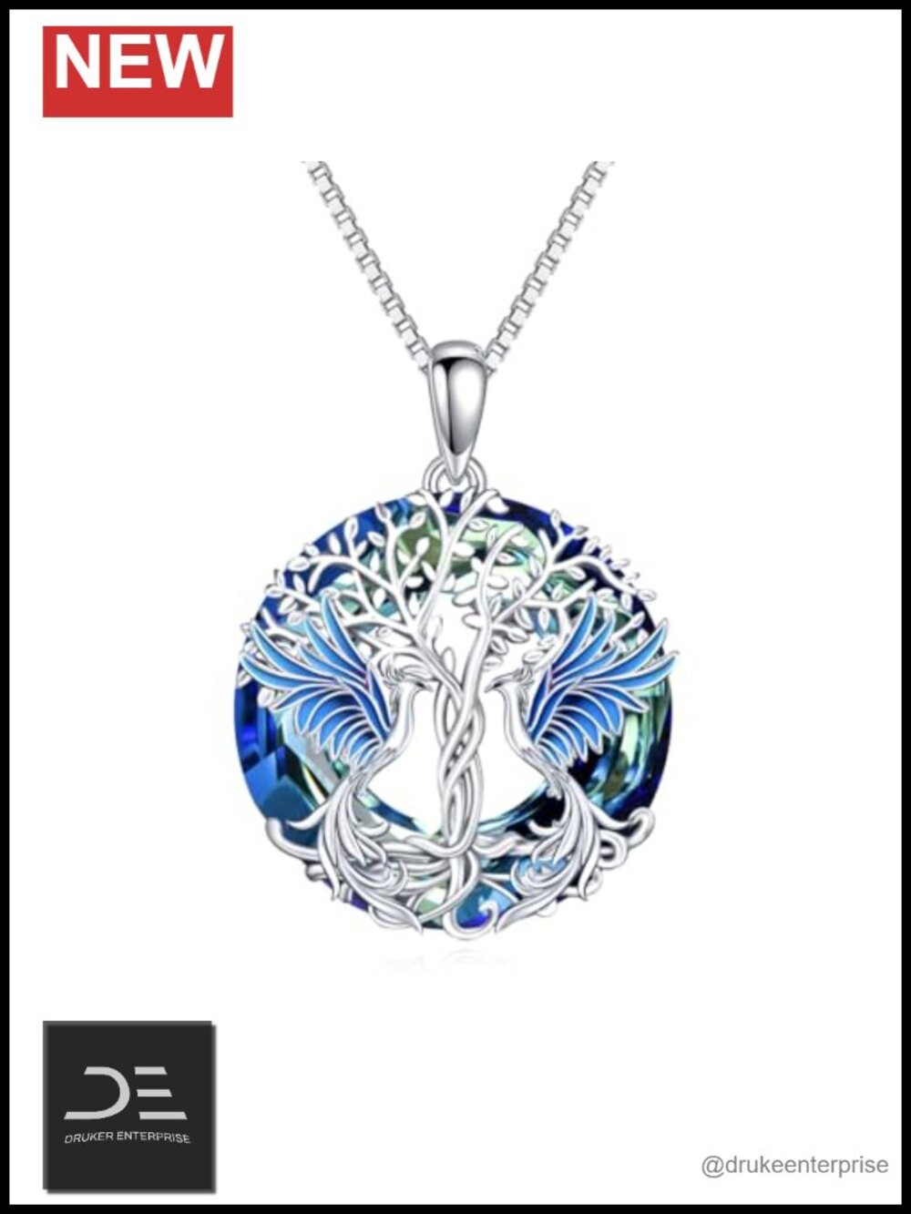 925 Sterling Silver Phoenix Pendant Necklace with Cubic Zirconia Crystal
